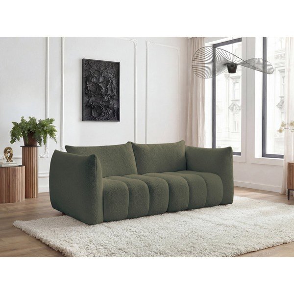 Canapea verde cu tapițerie din țesătură bouclé 234 cm Azra – Bobochic Paris-image-1