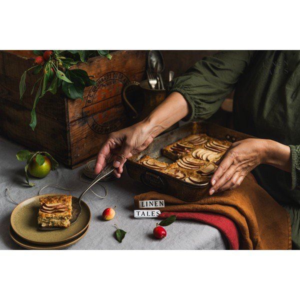 Față de masă gri deschis din in 140x140 cm - Linen Tales-image-2