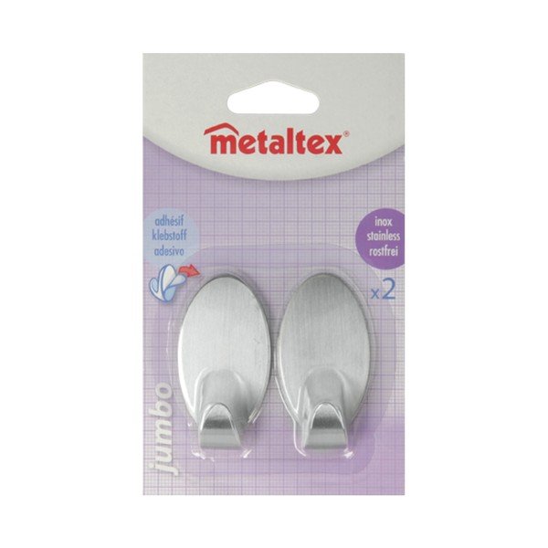 Set 2 cârlige autoadezive din oțel inoxidabil Metaltex Mia-image-2