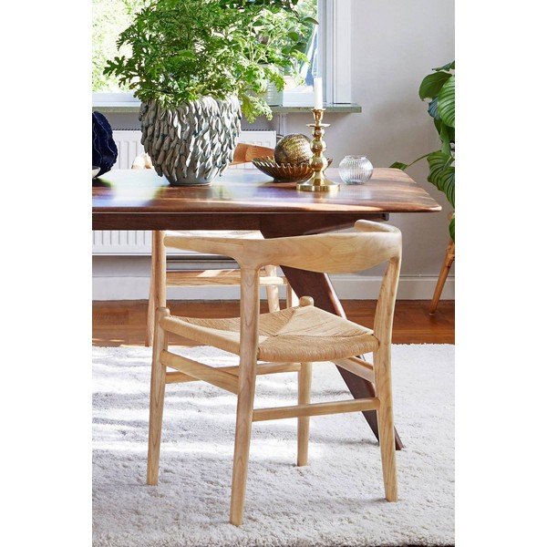 Scaun de dining în culoare naturală cu cotiere din lemn de ulm Nattavaara – Jotex-image-3