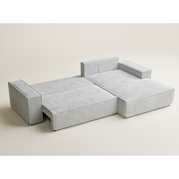 Colțar gri deschis extensibil/cu spațiu de depozitare cu tapițerie din chenille (cu colț pe partea dreaptă/cu șezlong) Maze – Maison de Rêve-image-4