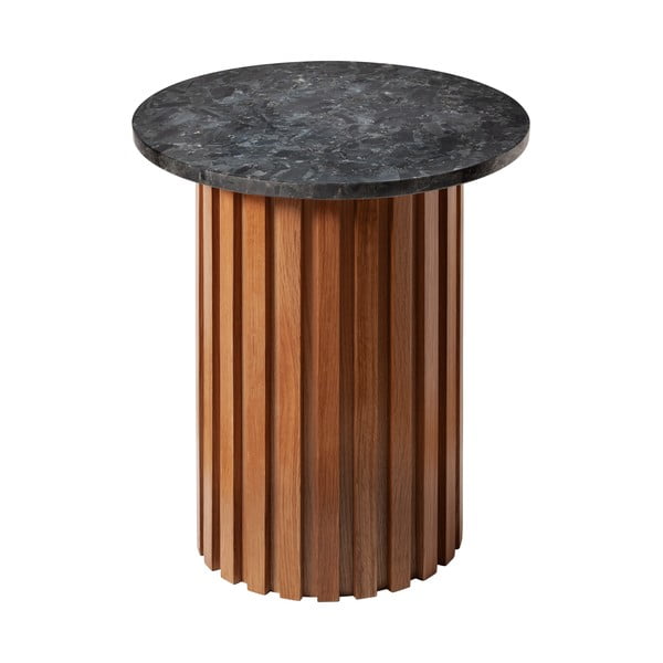 Măsuță cu blat din granit și structură din lemn de stejar RGE Moon, ⌀ 50 cm, negru