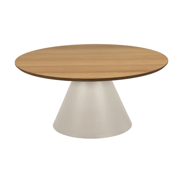 Măsuță de cafea crem/în culoare naturală rotundă cu blat cu aspect de lemn de stejar ø 85 cm Soli – Actona