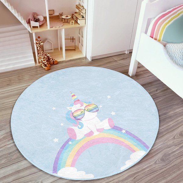 Covor pentru copii albastru deschis ø 80 cm Comfort – Mila Home-image-3