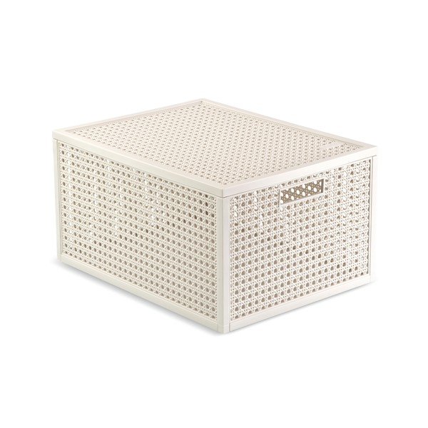 Cutie de depozitare crem din plastic reciclat cu capac 30x38x21 cm Kaya – Curver