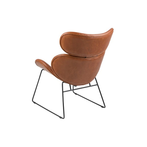 Fotoliu cu husă din imitație de piele și picioare negre Actona Cazar, maro-image-2