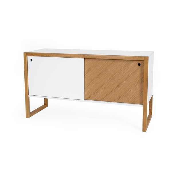Comodă din lemn de stejar Woodman Cubis, maro - alb-image-2