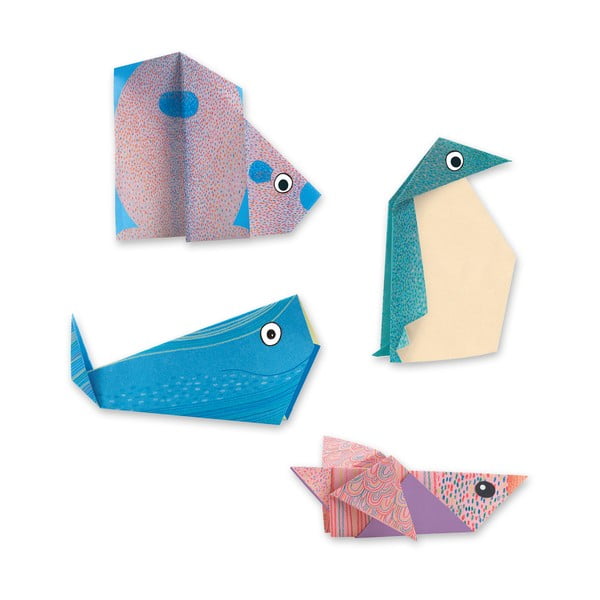 Set 16 hârtii origami cu instrucțiuni Djeco Polar