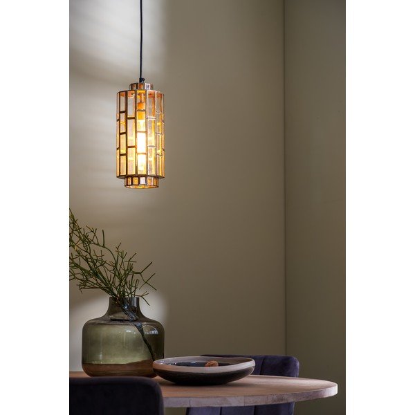 Lustră bronz cu abajur din sticlă Søstrene – Light & Living-image-1