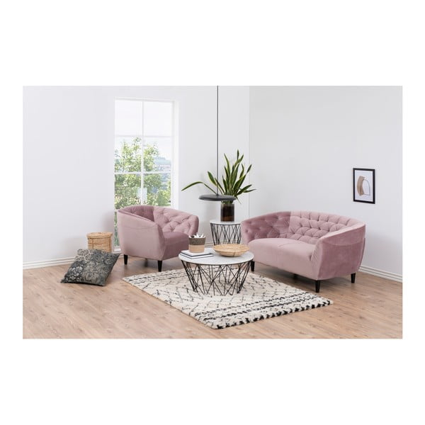 Fotoliu cu husă din catifea Actona Ria, roz pudră-image-1