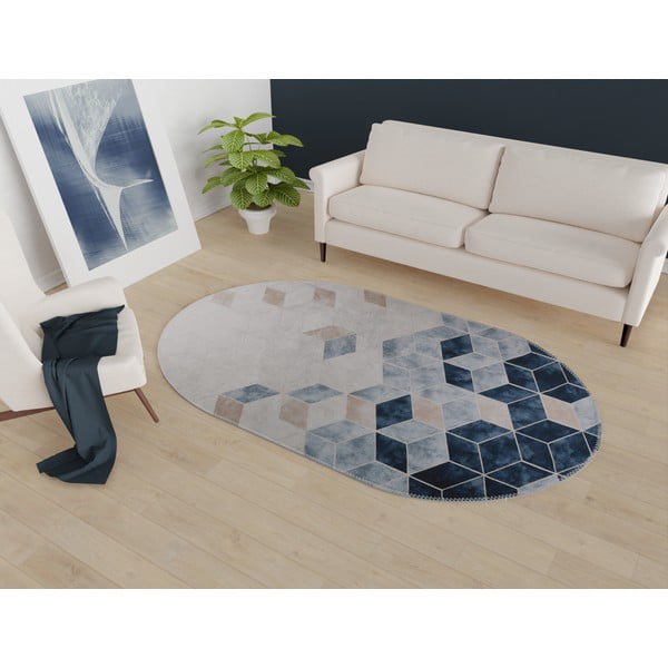 Covor alb/albastru lavabil 60x100 cm – Vitaus-image-1