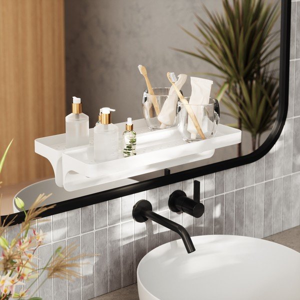 Raft pentru baie alb autoadeziv din plastic reciclat Flex Adhesive – Umbra-image-1