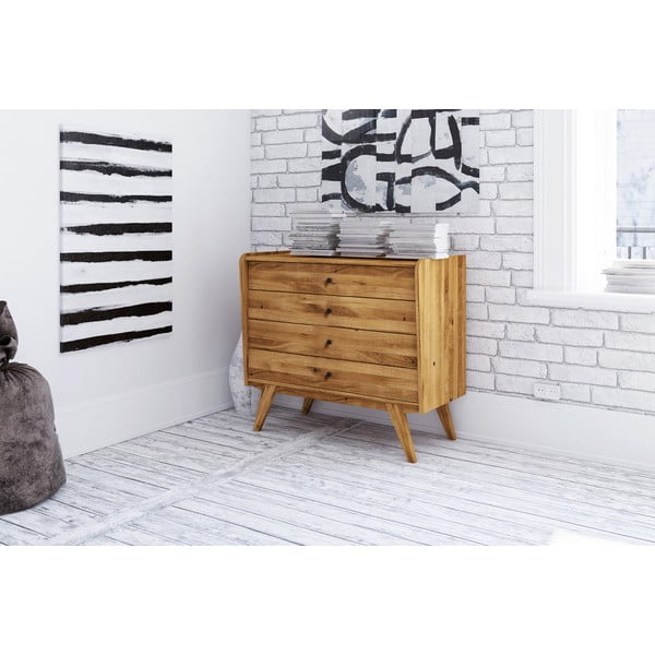 Comodă joasă din lemn de stejar 100x90 cm Retro - The Beds-image-4