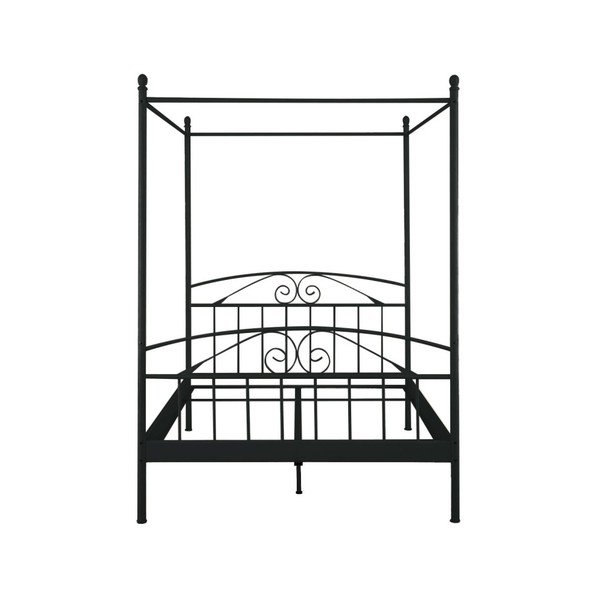 Pat dublu cu baldachin Støraa Bibi, 180 x 200 cm, negru-image-1