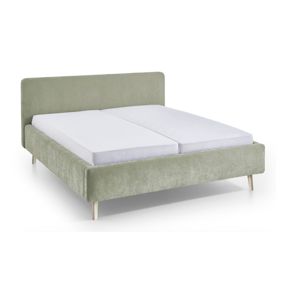 Pat matrimonial verde deschis tapitat fara somiera 160x200 cm Mattis – Meise Möbel