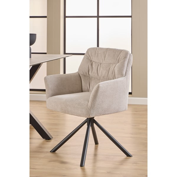 Scaun de sufragerie bej cu cotiere tapițat Alonso – Actona-image-4