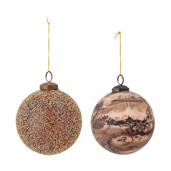 Set de 2 ornamente de Crăciun suspendate din sticlă Bloomingville Loha