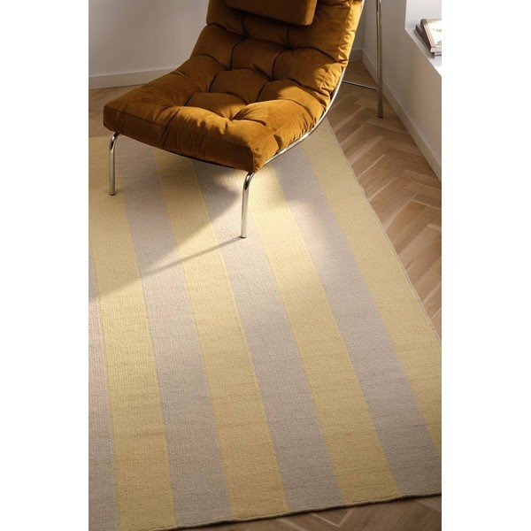 Covor tip traversă galben/bej țesut manual din amestesc de lână 80x200 cm Sissel – Jotex-image-1
