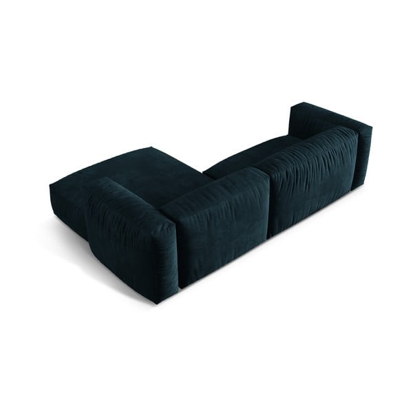 Colțar modular albastru închis cu tapițerie din catifea (cu colț pe partea dreaptă/cu șezlong) Martina – Micadoni -image-3