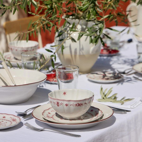 Farfurie roșie/albă pentru desert  din gresie ø 21 cm Vila – Costa Nova-image-2