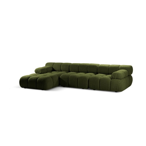 Colțar modular verde cu tapițerie din țesătură bouclé (cu colț pe partea stângă ) Bellis – Micadoni Home-image-3
