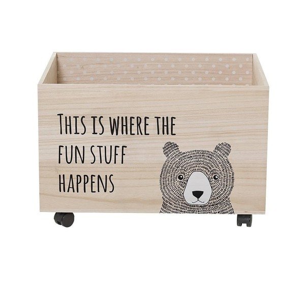Cutie de depozitare din lemn pentru copii pe roți Kesa - Bloomingville Mini-image-1