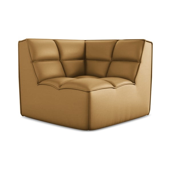 Modul pentru canapea modulară maro coniac cu tapițerie din imitație de piele Kalai – Makamii-image-2