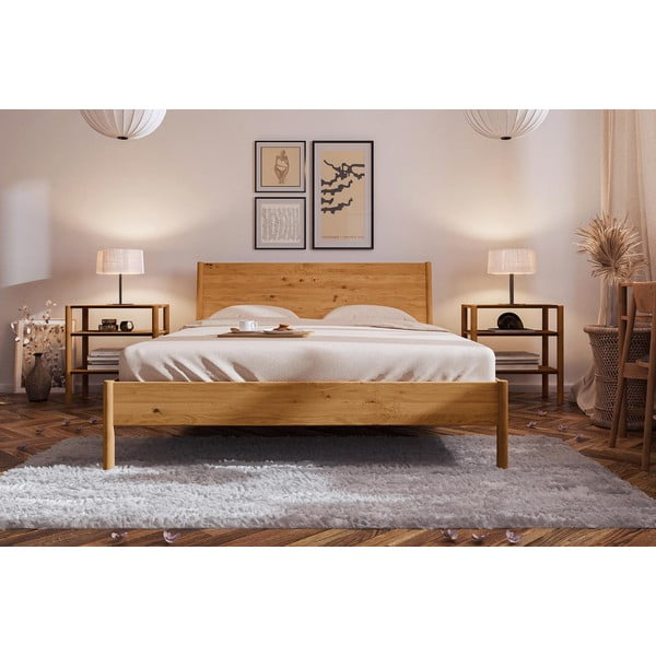 Pat matrimonial din lemn de stejar 180x200 cm Pola - The Beds-image-1