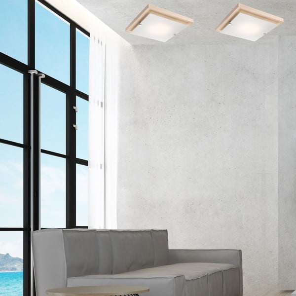 Plafonieră maro/în culoare naturală 30x30 cm Pedro – LAMKUR-image-2