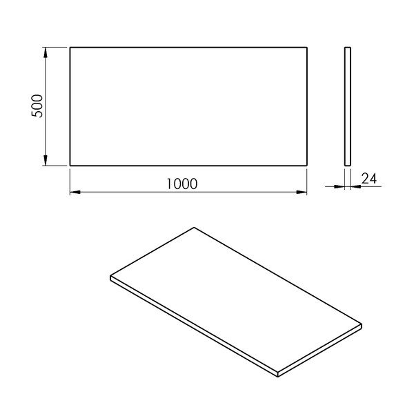 Blat sub chiuvetă alb 100x50 cm Plato – Sapho-image-2