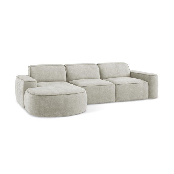 Colțar crem cu tapițerie din chenille (cu colț pe partea stângă/cu șezlong) Omao – Makamii-image-4