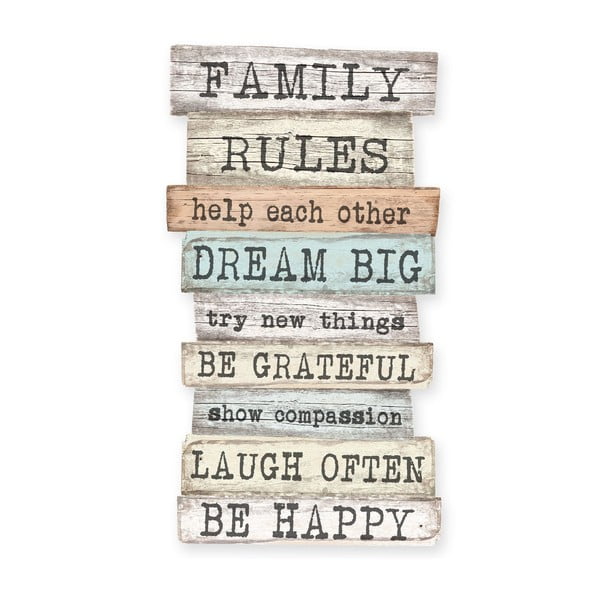 Semn 30x50 cm Family Rules – Really Nice Things