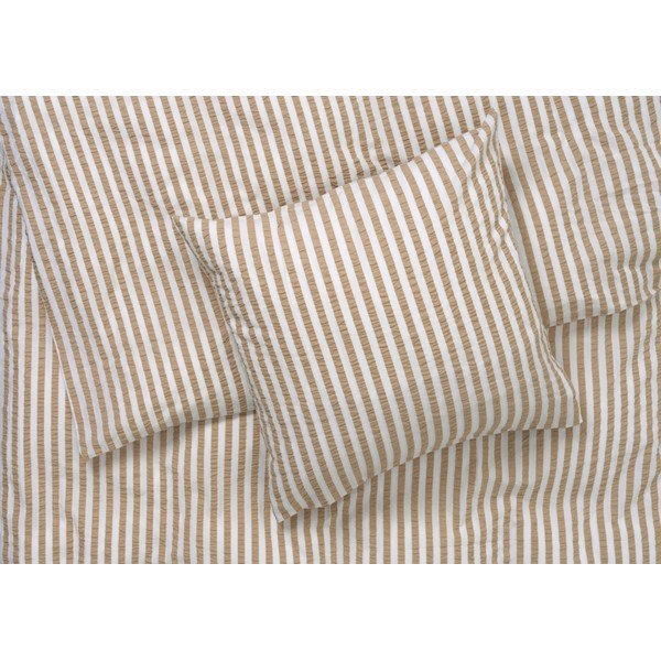 Lenjerie de pat albă/bej din țesătură crep pentru pat de o persoană 140x200 cm Bæk&Bølge – JUNA-image-1