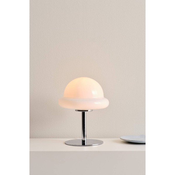 Veioză albă/argintiu-lucios din sticlă opal (înălțime 26 cm) Bubba – Jotex-image-1