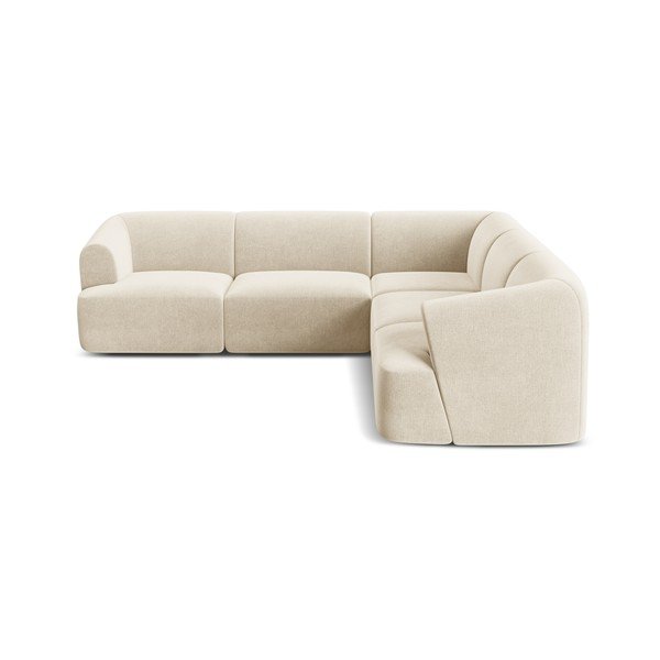 Colțar bej cu tapițerie din catifea Campi – Cosmopolitan Design-image-3