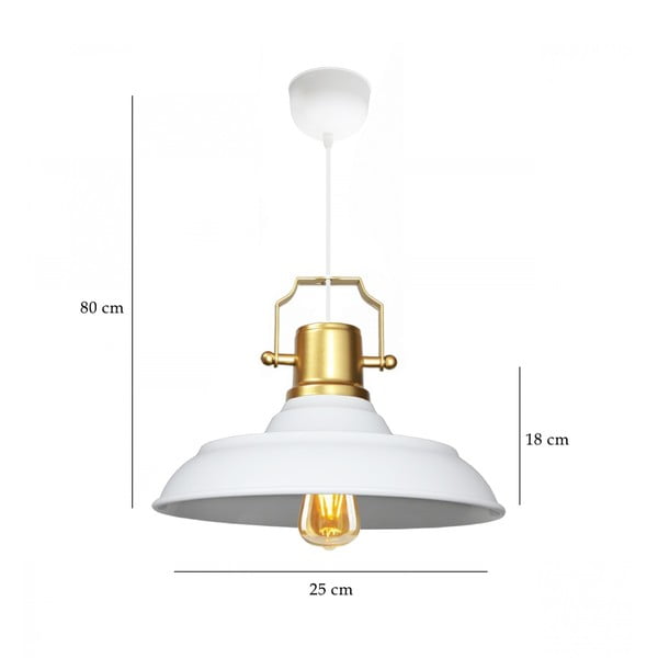 Lustră albă cu abajur din metal ø 25 cm Tarsus – Opviq lights-image-3