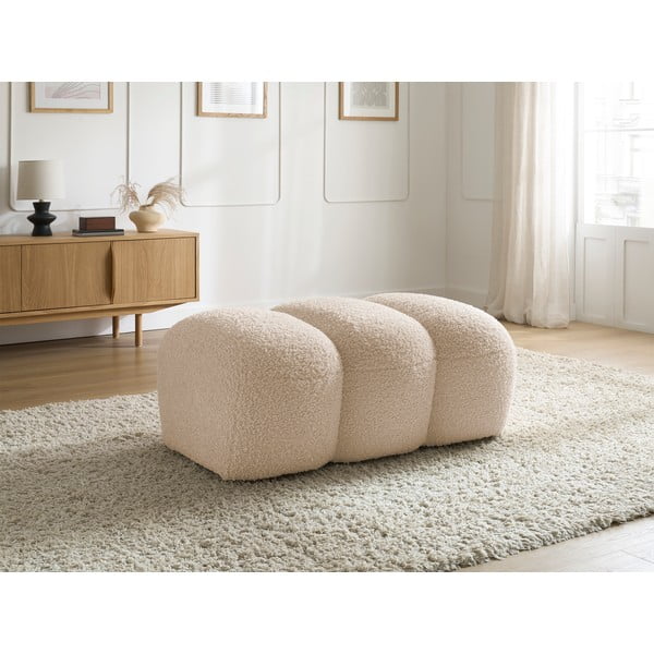 Taburet bej cu tapițerie din țesătură bouclé Hippolyte – Bobochic Paris-image-1