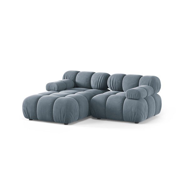 Colțar modular gri cu tapițerie din catifea (cu colț pe partea stângă/cu șezlong) – Micadoni -image-2