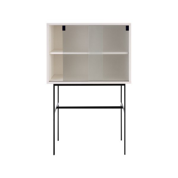 Vitrină grej cu ușă glisantă 70x109x40 cm Lekko – noo.ma-image-3