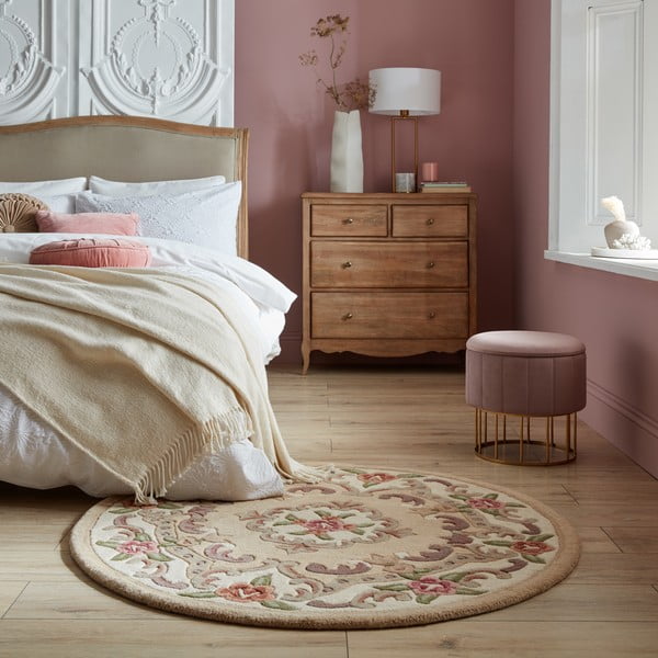 Covor din lână Flair Rugs Aubusson, ⌀ 120 cm, bej-image-1