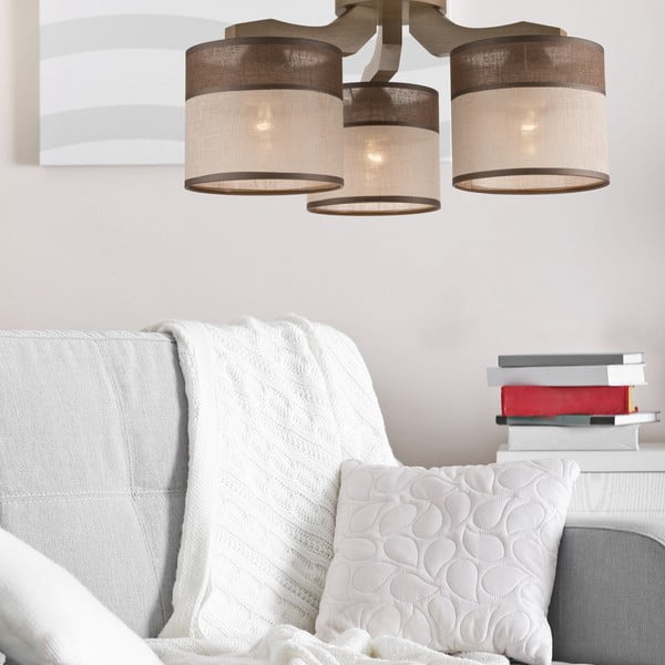 Plafonieră maro închis cu abajur textil ø 16 cm Andrea – LAMKUR-image-1
