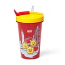 Pahar cu capac galben și pai LEGO® Iconic, 500 ml, roşu