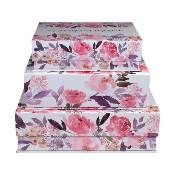 Set 3 cutii magnetice pentru depozitare Tri-Coastal Design Roses Are Pink