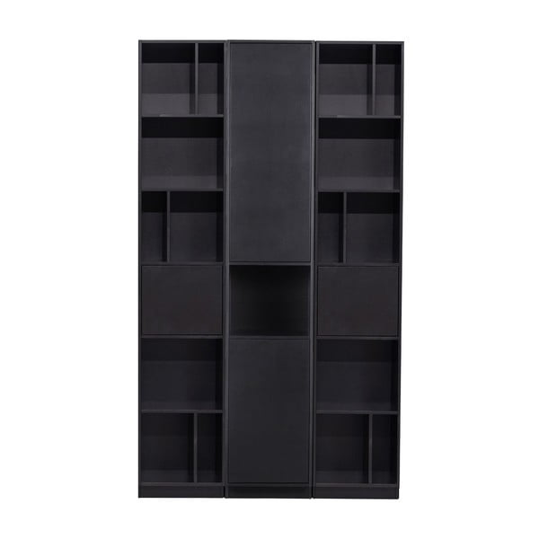 Bibliotecă modulară neagră din lemn masiv de pin 120x210 cm Finca – WOOOD