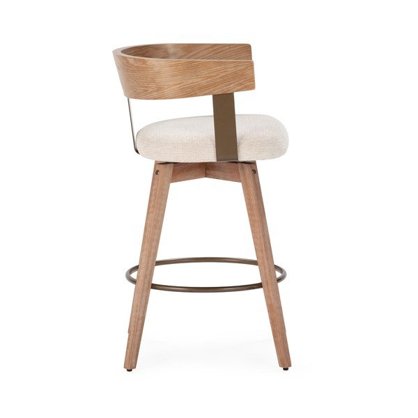 Scaune de bar crem/în culoare naturală cu cotiere 2 buc. tapițate Ilia – MOME-image-4