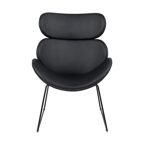 Fotoliu cu husă din imitație de piele și picioare negre Actona Cazar, negru-image-1