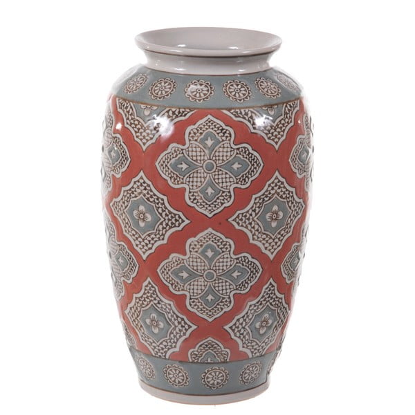 Vază din ceramică decorată Dino Bianchi, înălțime 27 cm, roșu