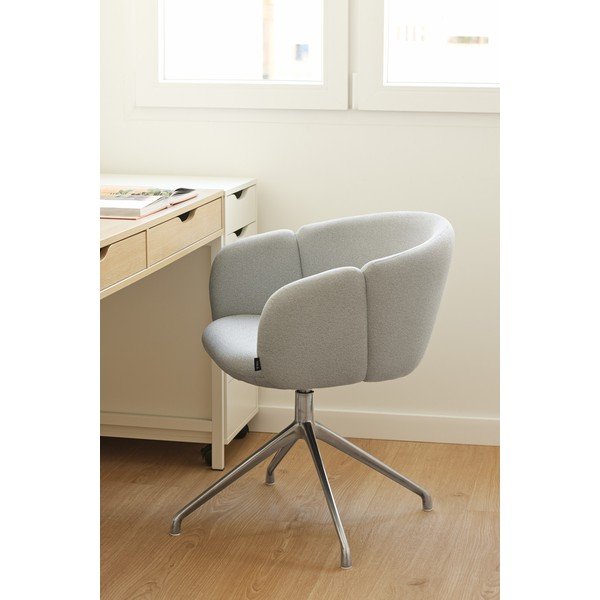 Scaun de living gri deschis cu cotiere tapițat Add – Teulat-image-1