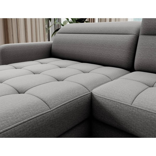 Colțar gri deschis extensibil/cu spațiu de depozitare cu tapițerie din catifea (cu colț pe partea dreaptă/în formă de "U") Berrto – ELTAP-image-4