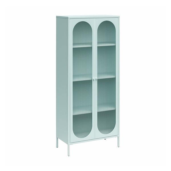 Vitrină albastru-deschis din metal 80x186x40 cm Luna – Støraa-image-2